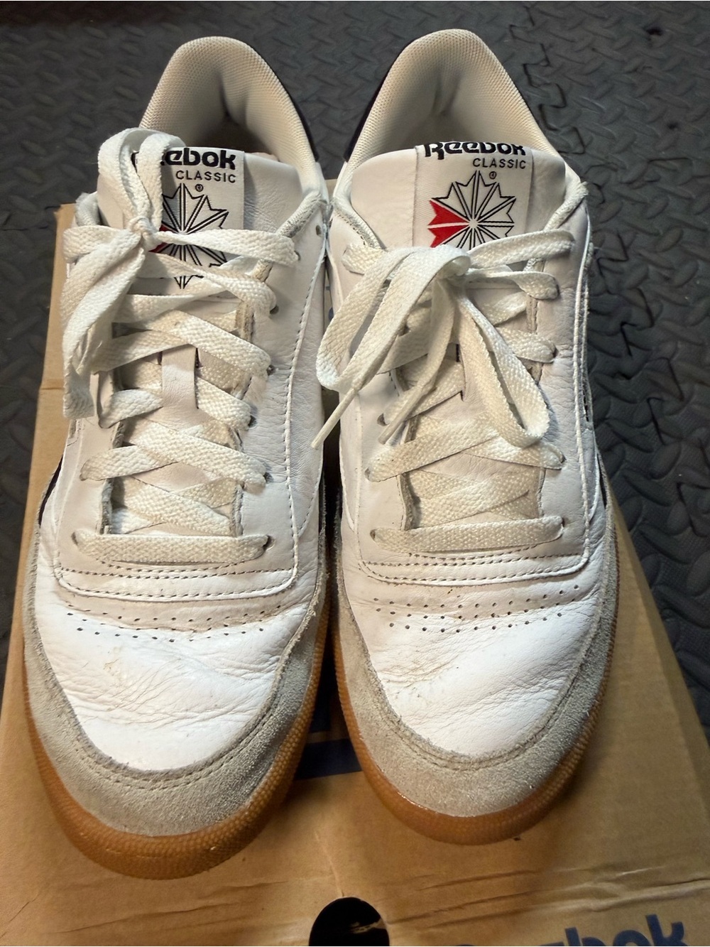 Reebok White Leather Sneakers with Gum Soles